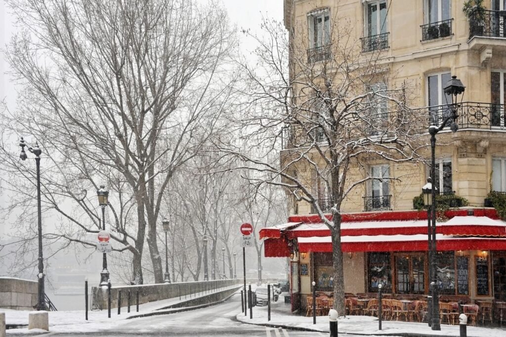 Slow travel atmosphere in a quiet French city during winter